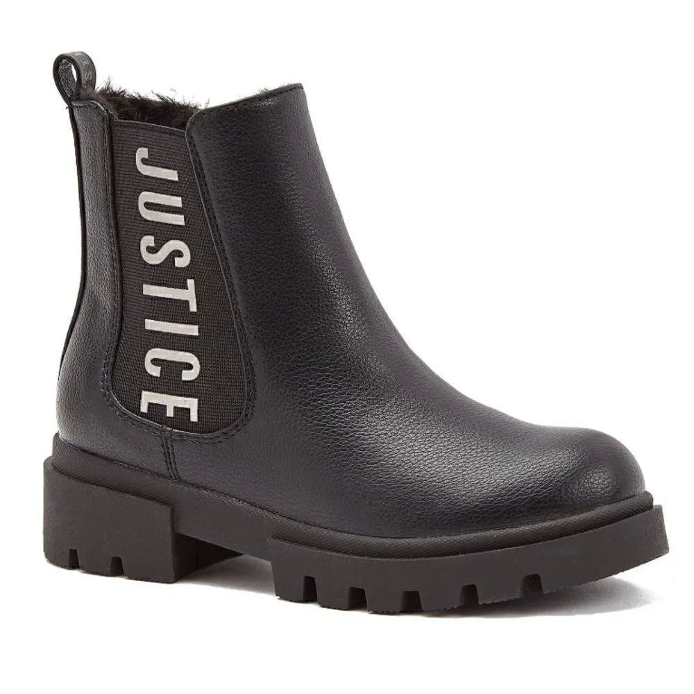 Justice Little Girl & Big Girl Lug Bottom Chelsea Boot, Size 1